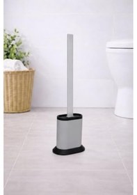 Resim Silikon Tuvalet Fırçası Pratik Silikon Wc Klozet Fırçası Oval Gri S-210 Açık Ahşap 