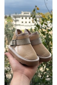 Resim ÖZDE shoes Kışlık içi kürklü suya dayanıklı paraşüt kumaş ultra rahat cırtlı tokalı çocuk botu 