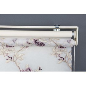 Resim Blind-x Mor Çift Mekanizmalı Kadife Sarmaşık Nakışlı Tül Stor Perde Dayanıklı Alüminyum Kasa 