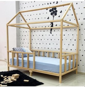 Resim Markaawm Montessori Yatak Doğal Çam Ahşap Karyola Melis 