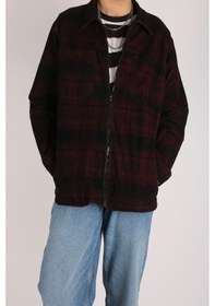 Resim Erkek Oversize Oduncu Desenli Ceket Siyah - Kırmızı 