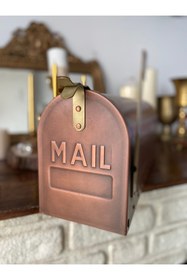 Resim Handmadesign Bakır Kaplama Galvaniz Amerikan Tarzı Posta Mail Kutusu 