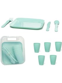 Resim 6 Kişilik Piknik Seti Çatal, Bıçak, Kaşık, Bardak, Tabak Komple Set 31 Parça 