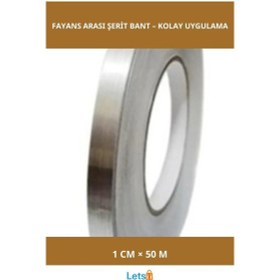 Resim Kendinden Yapışkanlı Gri Fayans Arası Şerit Bant 1 Cm 50 Metre 1 Adet 