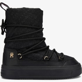 Resim Tommy Hilfiger Lace-Up Monogram Kadın Siyah Bot 
