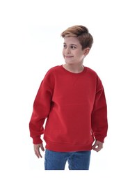 Resim Erkek Çocuk Sweatshirt %100 Pamuk Rahat Kalıp 5-10 Yaş Kırmızı 