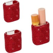 Resim Willowhaven 2 Adet Elmas Kaplama Ruj Kutusu, Ofis Masaüstü Ve Araç İçin Kırmızı Ruj Askısı 