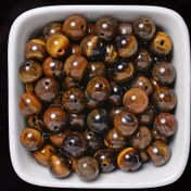Resim Doğal Taş Boncuklar Sarı Kaplan Gözü Yuvarlak Gevşek Boncuklar Takı Yapımı DIY Bileklik Kolyeler Boncuklu Aksesuarlar 4/6/8/10/12 MM 
