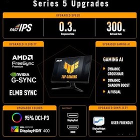 Resim ASUS TUF GAMING VG27AQM5A 27 FAST IPS 2560x1440 0.3ms 300Hz 300cd DP HDMI USB Hoparlör VESA 3YIL%95 DCI-P3,EYECARE, FLICKER-FREE,DÜŞÜK MAVİ IŞIK MONİTÖR 
