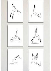 Resim Metal Baskı - Pilates, Yoga, Stüdyo Tarzı, Reformer, Dizayn Duvar Tablosu, 6'lı Set 