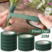 Resim 10 Adet Yeşil Çiçek Bantı, 20 Metre Uzunluk, Yapay Çiçekler ve Bitki Sapları için Yapışkan Kağıt, DIY El Sanatları ve Düzenleme İçin Mükemmel, Pürüzsüz Dokulu Çiçek Bantı | Çok Yönlü El İşi Malzemesi 