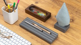 Resim Kayigo Woody Gri Üçlü Ofis Seti - Mavi Ladin 