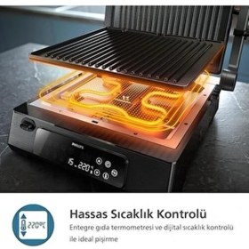 Resim Philips 7000 Serisi Izgara ve Döküm Plakalı Tost Makinesi Mükemmel Hassas Ayarlar Için Dijital Kontrol 