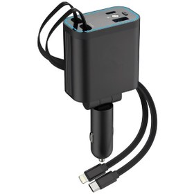Resim Araç İçi Hızlı Şarj Çakmaklık Adaptörü Lightning Type-c Kablolu Çoklu Şarj 