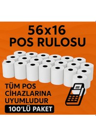 Resim 56x16 Termal Pos Kağıdı Rulosu 100'lü - Tüm Pos Cihazlara Uyumlu 