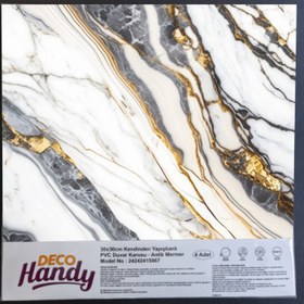 Resim DecoHandy Pvc Yapışkanlı Yer Karosu 30x30cm 4'Lü Paket - Beyaz İnci 0,36m2 