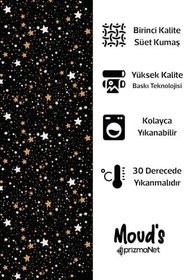Resim Siyah Yıldız Desenli Süet Dertsiz Masa Örtüsü 