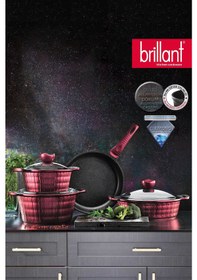 Resim Brillant Sirius 7 parça Granit Tencere Tava Seti - Kırmızı 