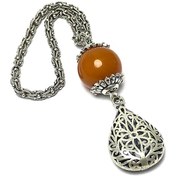 Resim Toz Kehribar Taşlı Özel Tasarım Gümüş Anahtarlık N11.11792 