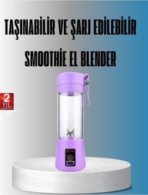 Resim Şarjlı 380ml Portatif Smoothie Blender Usb Mini Shake Yapıcı 