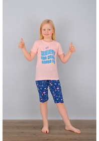 Resim Kız Çocuk 3'lü %100 Pamuklu 1-2-3 Yaş Pijama Takımı Model:128 Çok Renkli 