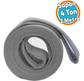 Resim Yük Kaldırma Sapan Polyester Spanzet 4 Ton 2 Metre Gri Sağlam Taşıma Indirme Araç Çekme Halat 