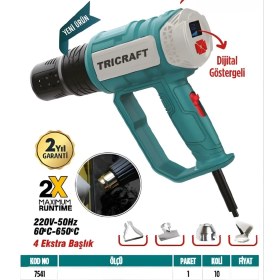 Resim Tricraft Dijital Göstergeli Sıcak Hava Tabancası 2000W 
