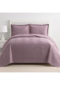 Resim Washed Çift Kişilik Yatak Örtüsü Mozaik Kül Moru Diğer 