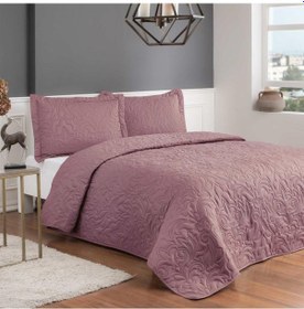 Resim Taç Gala Yatak Örtüsü Tek Kişilik Pembe 