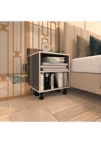 Resim Kenzlife Komodin Tereşkova Gri 47 39 19 Mutfak Banyo Ofis Dolabı Komidin Siyah Ayaklı M 