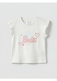 Resim Lc Waikiki Ekru Barbie Baskılı Kız Bebek Takım 12-18 Ay 