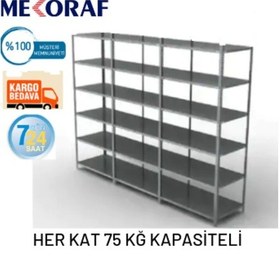 Resim Mekoraf Mekoraf 31 X 93 7 Katlı 2.5 Metre Duble 3 Ünite Çelik Raf 