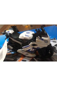 Resim Asya Oyuncak Oyuncak Sürtmeli Polis Motorsikleti 15 cm Beyaz Model Motorsiklet 