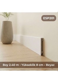 Resim Espumo Kompozit Süpürgelik 8 cm Beyaz | Suya Dayanıklı Parke Duvar Süpürgelik 2,40 m ESP201 