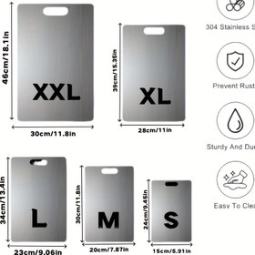 Resim Gelişmiş Titanyum Kalite 304 Paslanmaz Çelik Meyve, Sebze ve Et Kesme Tahtası - Ev & Kamp Kullanımı İçin Gıda Sınıfı Mutfak Aksesuarı, Taşınabilir & Dayanıklı, Kolay Temizlenebilir, Şık Metalik Tasarım, Pas Dirençli Malzeme 