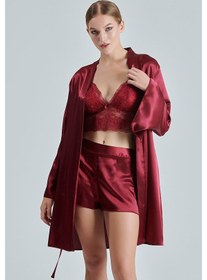 Resim Alissa 8620 Kadın Çeyizlik Saten 6'lı Set-bordo Bordo 