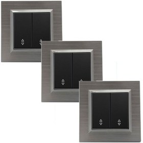Resim Ovivo Quantum Metalik Siyah İkili Komütatör Vavien Anahtar Bakır Çerçeve 3 Adet Quantum 