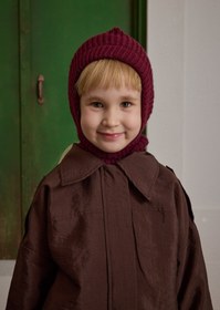 Resim Örme Çocuk Balaclava Bere Bordo - Bordo / 4-9 Yaş 