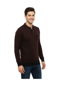 Resim Çizgi Erkek Polo Yaka Kazak Cepli Çelik Örgü Klasik Kalıp 5208f Bgl-st04963 Bordo 