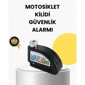 Resim Tp Buğz Çelik Gövdeli Alarm Disk Kilidi Motosiklet ve Bisiklet Için Güvenlik 