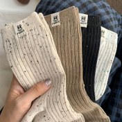 Resim 4 adet Kadın Orta Boy Çorap, %100 Polyester, Geometrik Desenli, Nefes Alabilir ve Esnek, Makinede Yıkanabilir, Sonbahar/Kış İçin 