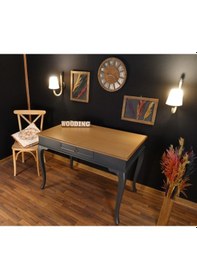 Resim Wooding-Mobilya Wooding 120 Cm Çekmeceli Masif Antrasit Naturel Çalışma Masası 