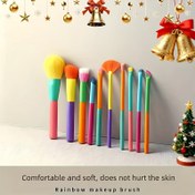 Resim Toz, Göz Farı, Allık, Kaş ve Dudak Fırçaları İçeren 10 Ultra-Yumuşak Gökkuşağı Makyaj Fırçası Seti. Genç Kızlar için Trend Ürünler, Kız Arkadaş/evlilik Hediyesi 
