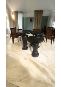 Resim Modern Siyah Renk 3 Lü Ahşap Yan Sehpa Fitilli Tasarım Siyah 