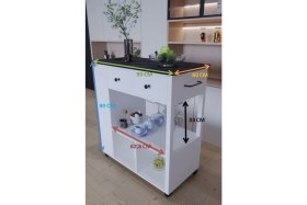 Resim Moka Park AVM Raflı Çekmeceli Pratik Tekerlekli Fonksiyonlu Mutfak Adası 