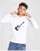 Resim Elektro Gitar Rock Müzik Baskılı Unisex Çocuk Kapüşonlu Beyaz Sw 