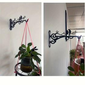 Resim Modern duvara monte demir çiçek sepeti duvar dekorasyonu asılı sepet çiçek rafı metal asılı çiçek rafı 