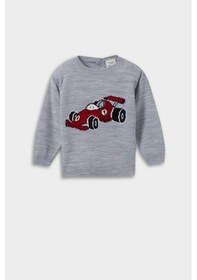 Resim Defacto Erkek Bebek Bisiklet Yaka Araba Baskılı Kazak F2586a525wngr52 Gri 