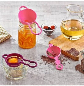 Resim 3 Lü Mini Pratik Mutfak Pasta Seti Huni,yumurta Ayırıcı Mini Elek Plastik Turuncu Diğer 