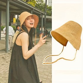 Resim Kadınlar için Vintage İlhamlı Japon Hasır Güneş Şapkası - Hafif, Geniş Kenarlı Bisiklet ve Açık Hava Koruması Kova Şapkası, Ayarlanabilir Bağcıklı Kapatma, Bahar ve Yaz için Retro Stil, Yaz Başlığı | Vintage Hasır Şapka | Hafif Şapka 